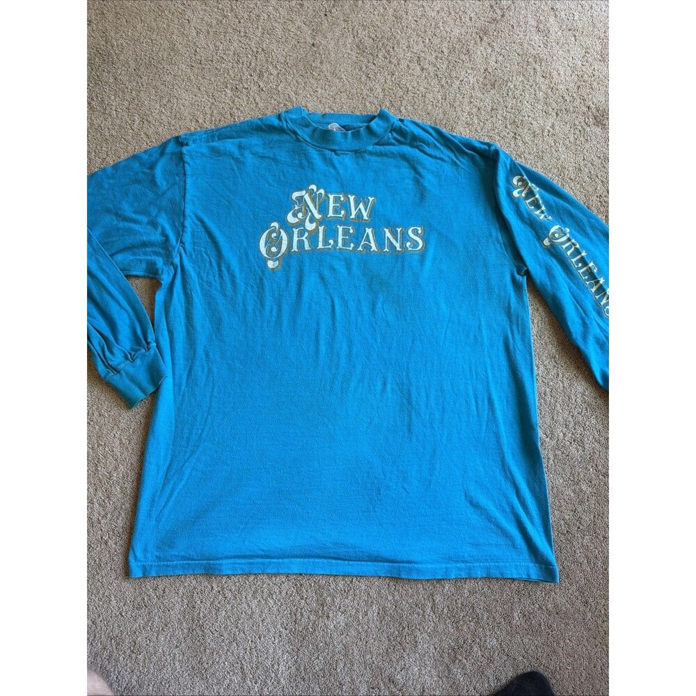 Vintage Hanes Beefy New Orleans Graphic T-Shirt XL Single Stitch Blue